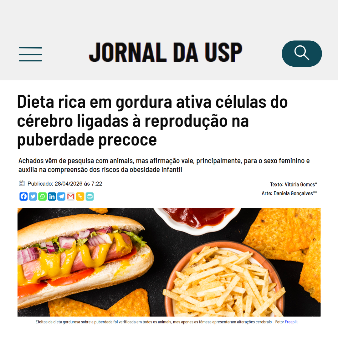 Dieta rica em gordura ativa células do cérebro ligadas à reprodução na puberdade precoce